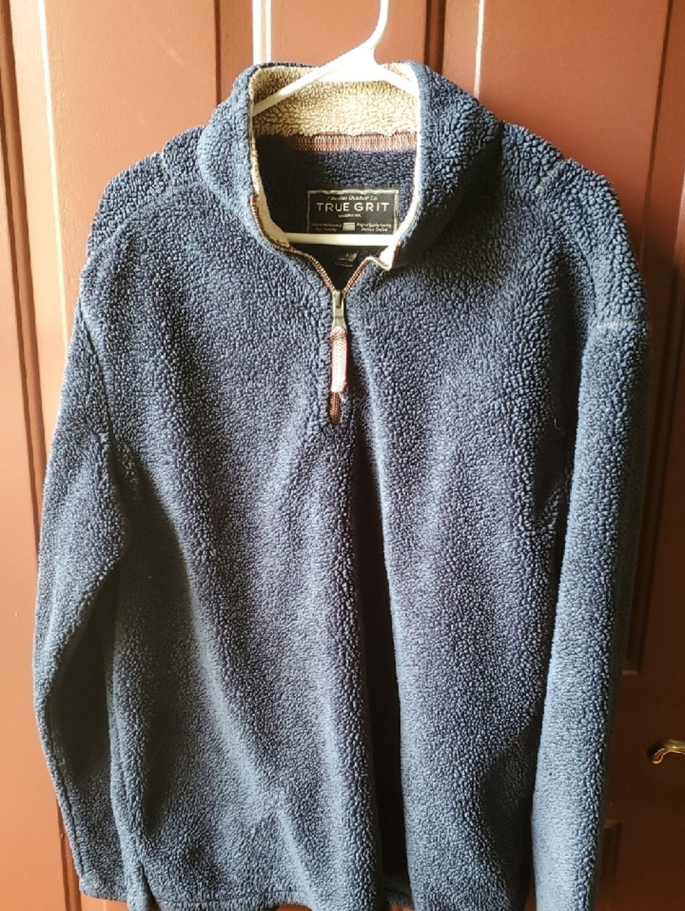 True Grit Men’s Navy Sherpa Zip Pullover - Picture 2 of 12